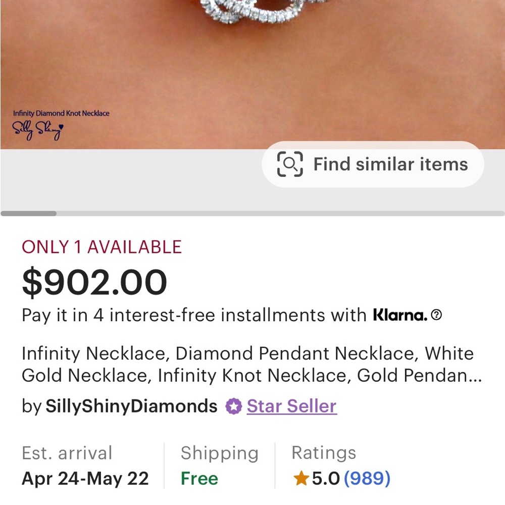 Infinity Love Knot Diamond Necklace View 2